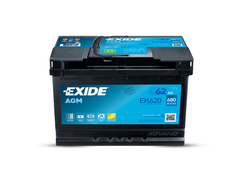 EXIDE 12V 62Ah Akkumulátor J+ AGM